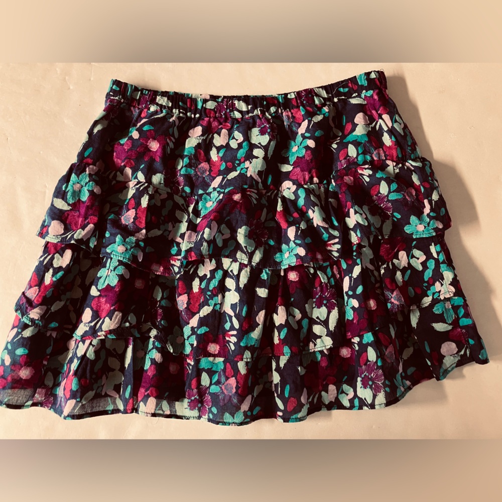 Women’s Tiered Floral Mini Skirt, Small, Blues/Purples, Aeropostale